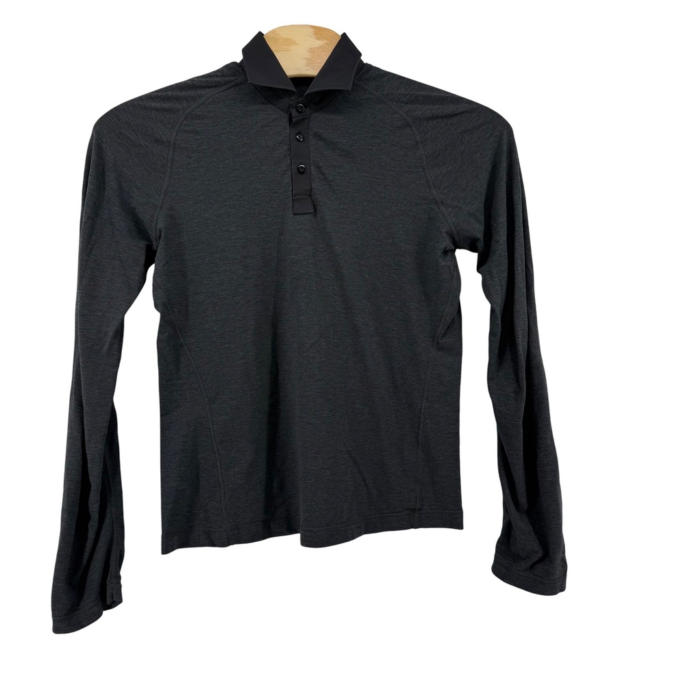 Lululemon Evolution Long Sleeve Polo Shirt Dark Gray Athleisure Activewear M/L
